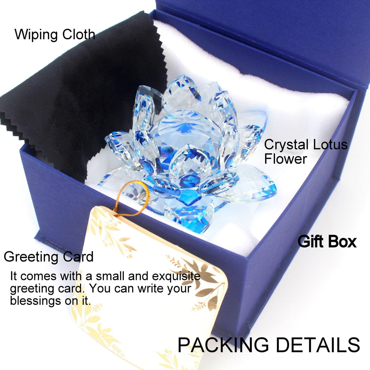 TENGFENG Sparkle Crystal Lotus Flower - 4'' Hue Reflection Clear Crystal Lotus for Feng Shui Home Decor Sun Catcher Ornaments or Paper Weight with Gift Box (100MM) Transparent Purple