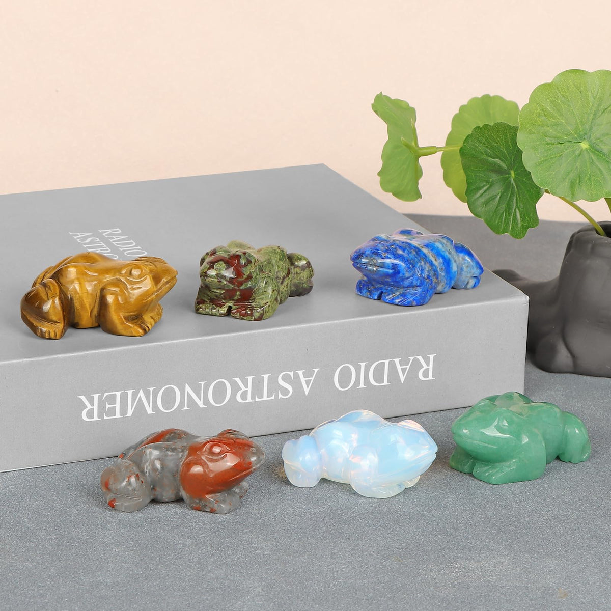 SMQ 2 Inch Crystal Frog - Natural Yellow Tiger Eye Figurine, Hand Carved Statue Decor, Healing Stone Animal With Gift Box