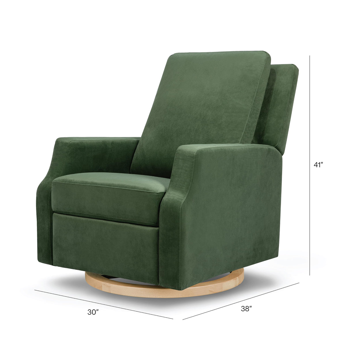 Namesake Crewe Glider Recliner Nursery Chair - GREENGUARD Gold & Certi-PUR US Certified Rocker Recliner - Glider Rocking Chair for Nursery & Living Room - Manual, 360° Swivel, Green