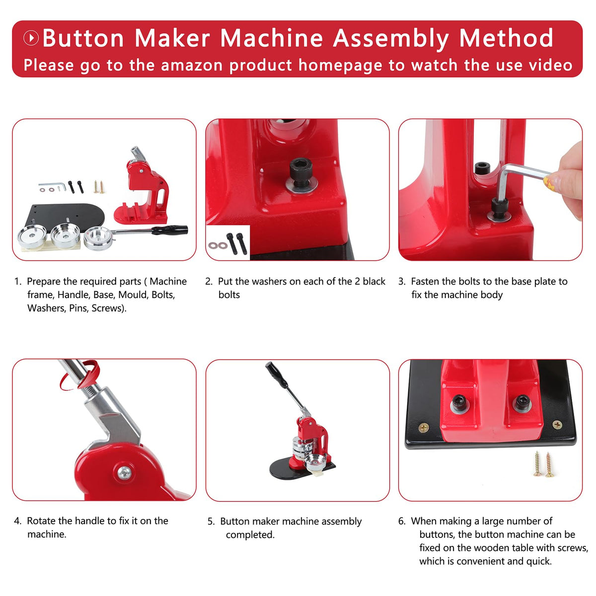MK.Bear Button Maker Machine Frame, DIY Button Press Machine, Compatible with Slide Molds, Frame Only