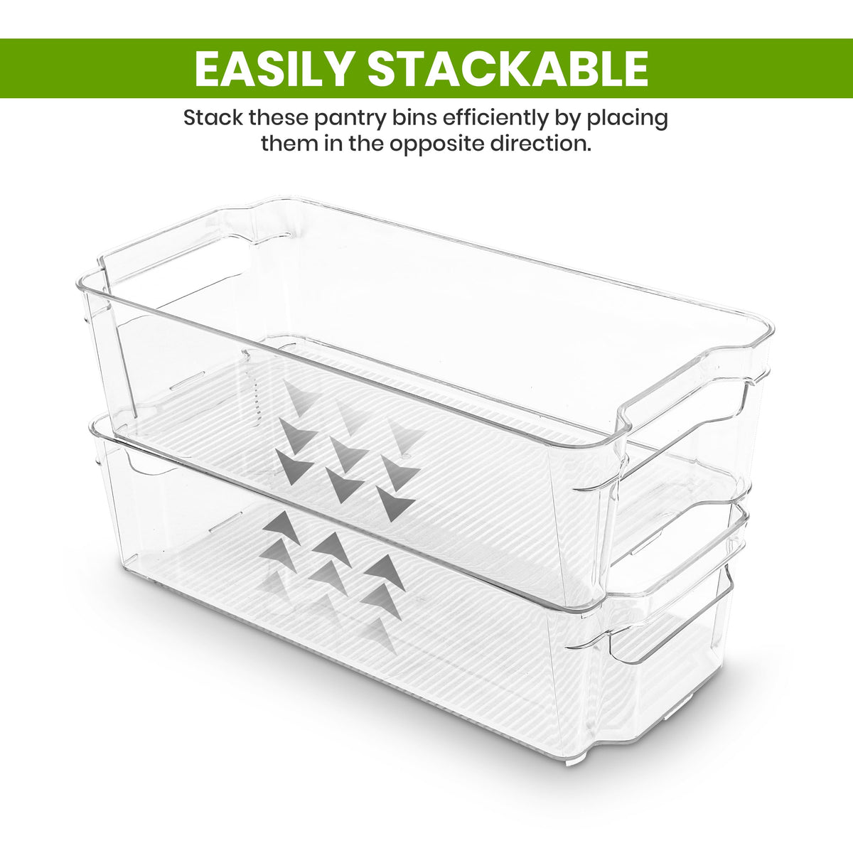 Utopia Home - Fridge & Refrigerator Organizer Bins (8 Pack), Clear Stackable Durable Plastic Storage Containers with Easy Grip Handles for Pantry, Kitchen Cabinets & Countertops