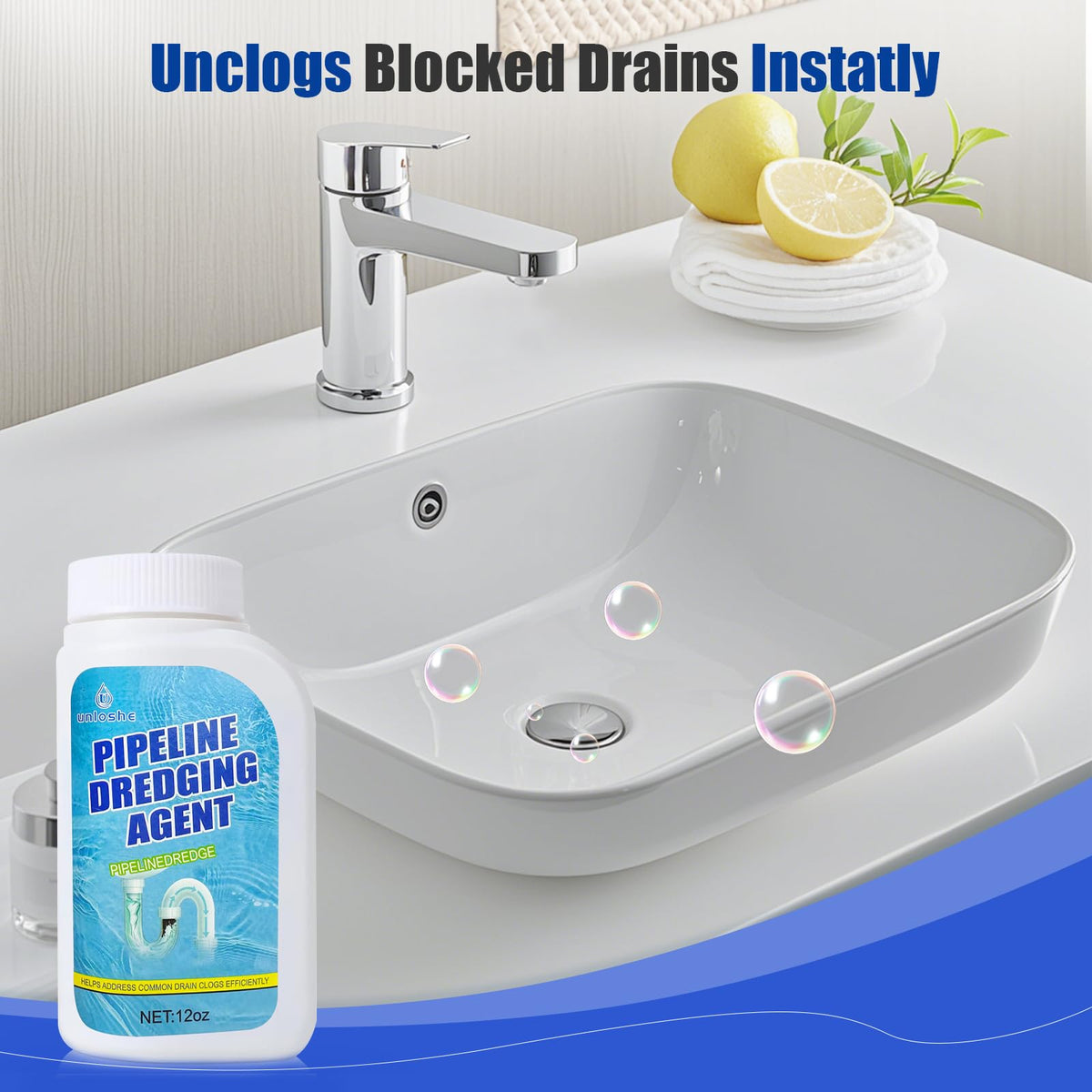 Pipeline Dredging Agent, Drain Clog Remover, Powerful Sink Drain Cleaner for Bathroom and Kitchen Sink Pipe Unclog (2PCS)