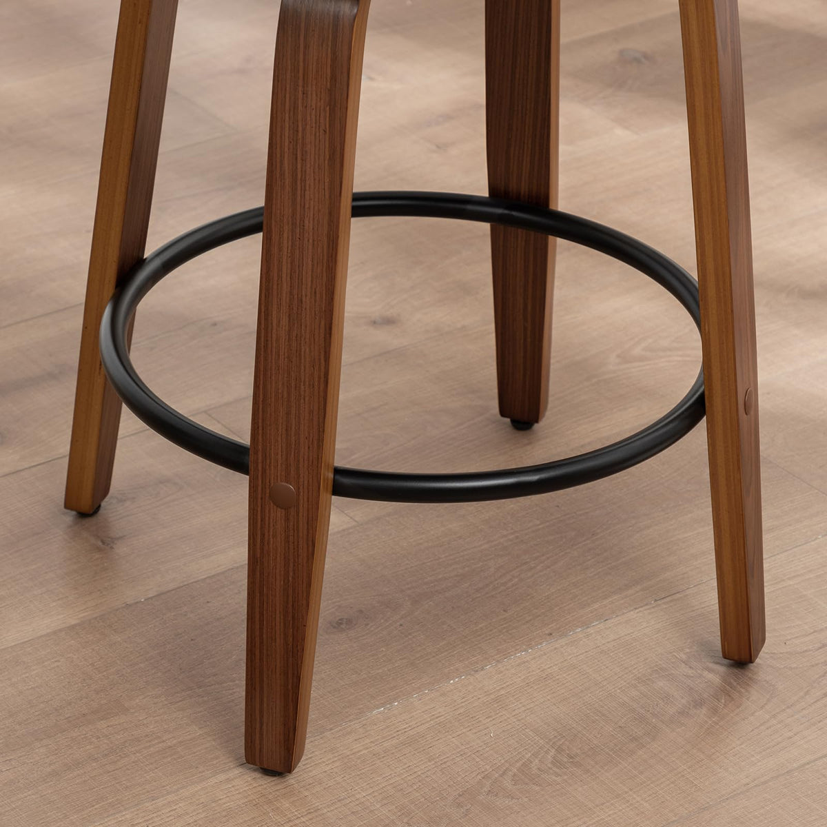 YOUUGIOR 30" Swivel Bar Height Bar Stools Set of 2,White Leather Tall Barstools Mid Century Modern Bar Chairs with Wood Legs and Golden Arms for Kitchen Dining Pub Cafe