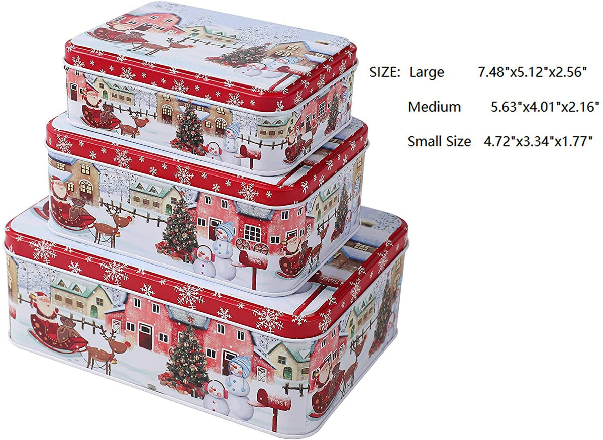 Christmas Cookie Tins Cookie Jars Food Storage - Decorative Cookie Gift Tins, Extra Thick Metal (1)