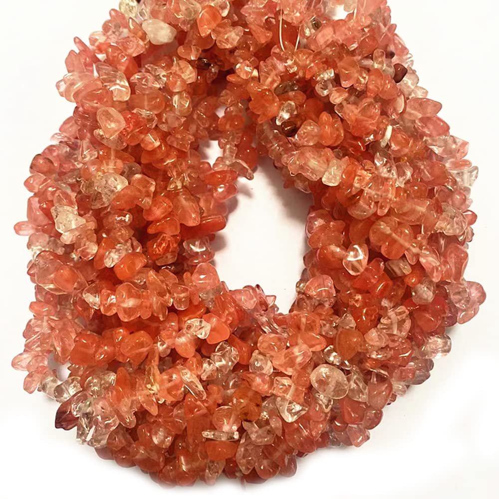 PLTbeads 7-8mm Natural Cherry Quartz Gemstone Chips Beads Healing Crystals Waist Bracelets Necklace Kit Irregular Stone DIY Crafts Design Jewelry Making