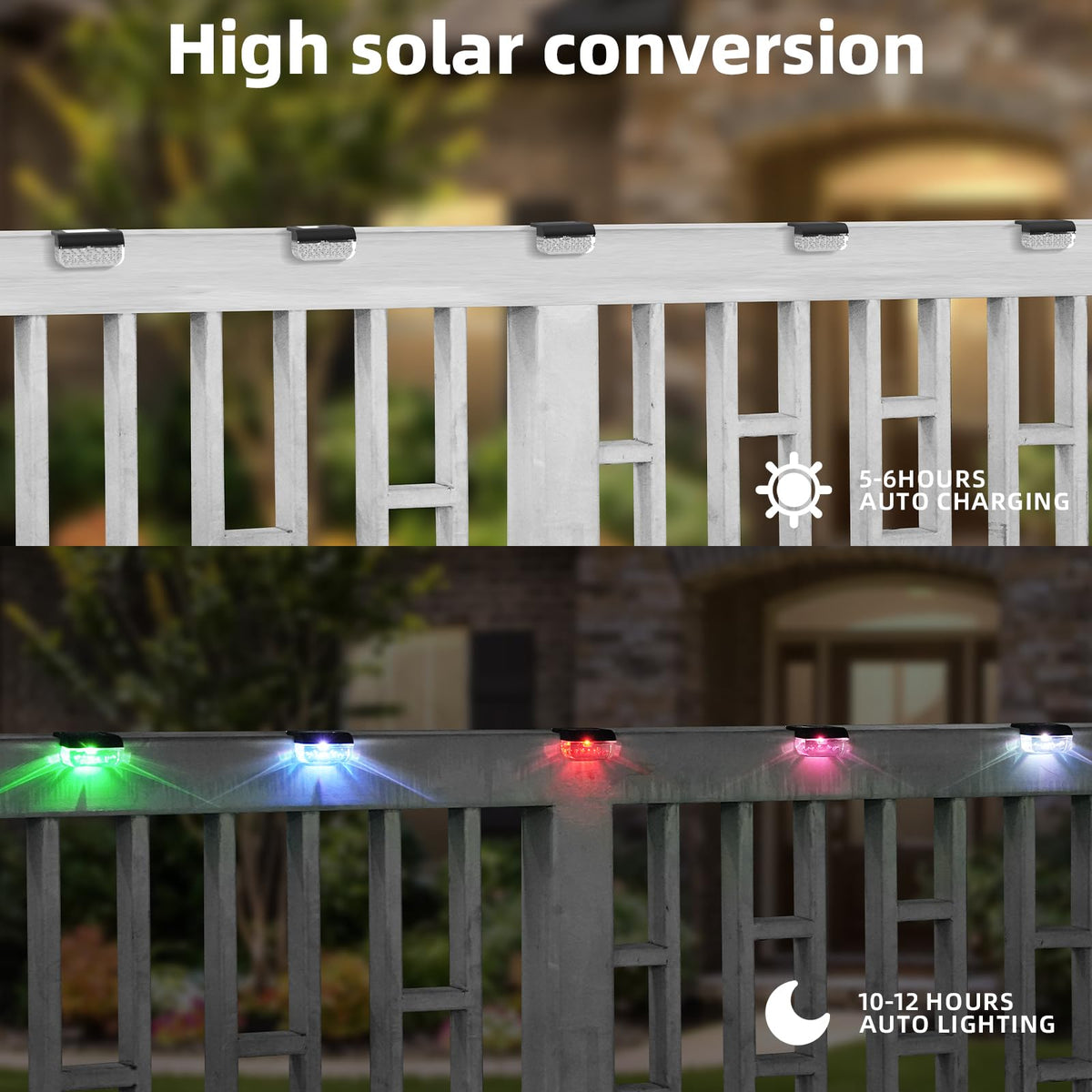 Herzila Solar Step Lights Outdoor, 8 Pack RGB Color Changing Christmas Solar Fence Lights, Waterproof Deck Lights for Outside, Step, Fence, Deck, Stair, Pool and Yard