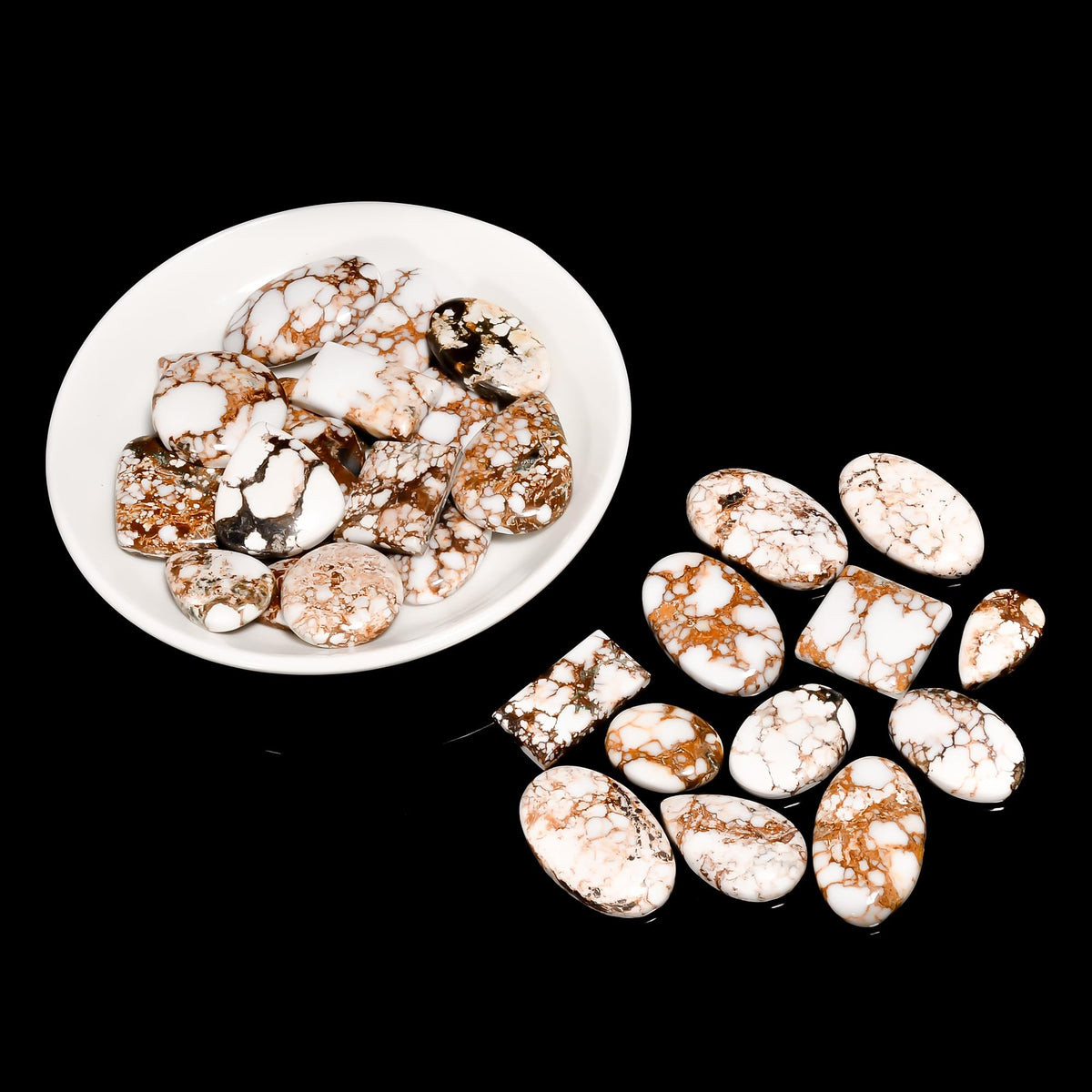 Natural Wild Horse Magnesite Gemstone- Healing Crystals for DIY Jewelry Making -Loose Natural Cabochon -Perfect for Crafting Unique Jewelry Designs Gift for Her, Mother and Wife (5 pcs, 25-35 mm)