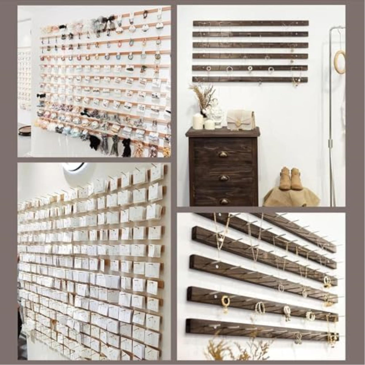HOTAPEPU Wall Mounted Jewelry Organizer - 3 Piece Hanging Display Rack for Bracelets, Rings Bangles - Perfect for Retail Jewelry Store Displays Boutique Showcases~/