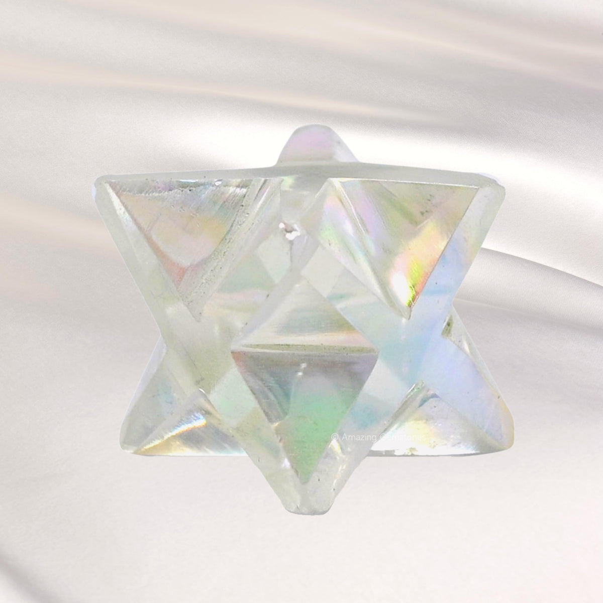 Amazing Gemstone Angel Aura Quartz Merkaba Crystal - 0.75 Inches Metaphysical Merkaba Star for Meditation - Energetic Tetrahedron Crystal and Healing Stones for Spiritual Growth and Healing (15-20mm)