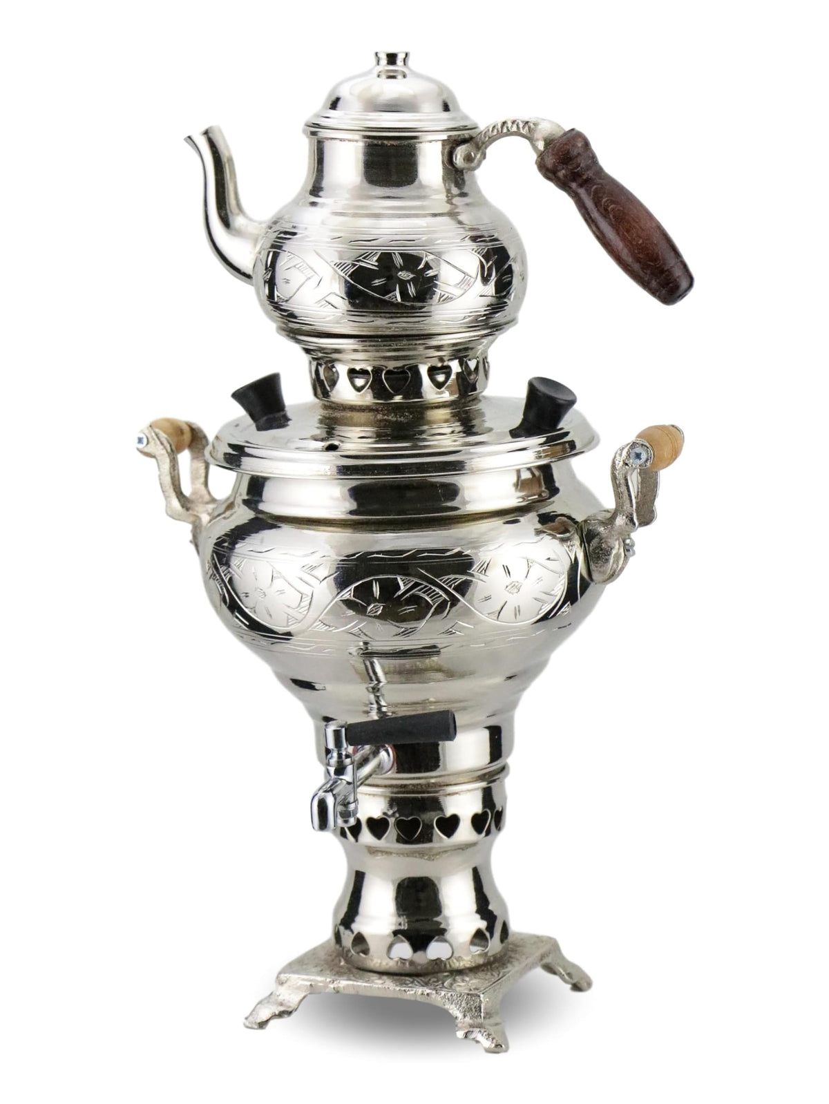 Handcrafted Copper Samovar – 1.4 Quart (1.3 Liters) with Elegant Engravings
