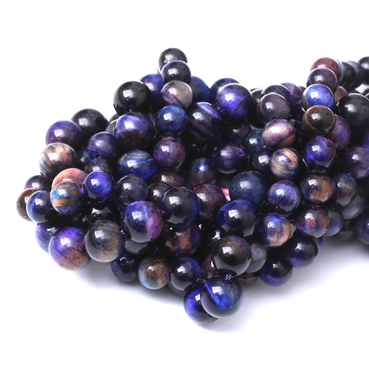 Natural Starry Blue Tiger Eyes Stone Beads Gemstone Round Crystal Energy Jade Beads Stone Beads for Jewelry Making DIY Bracelet Necklace Jewelry Making 1 Strand 15.5inch 35PCS 10MM