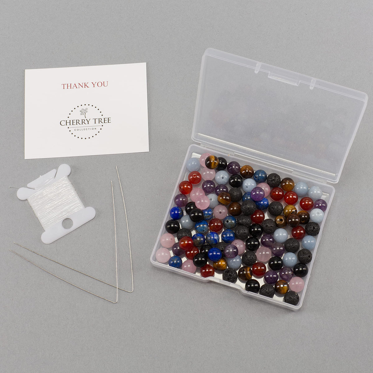 Cherry Tree Collection | 100PCS 8mm Chakra Gemstone Round Beads for Jewelry Making | Includes Storage Box, Elastic String, and Needles