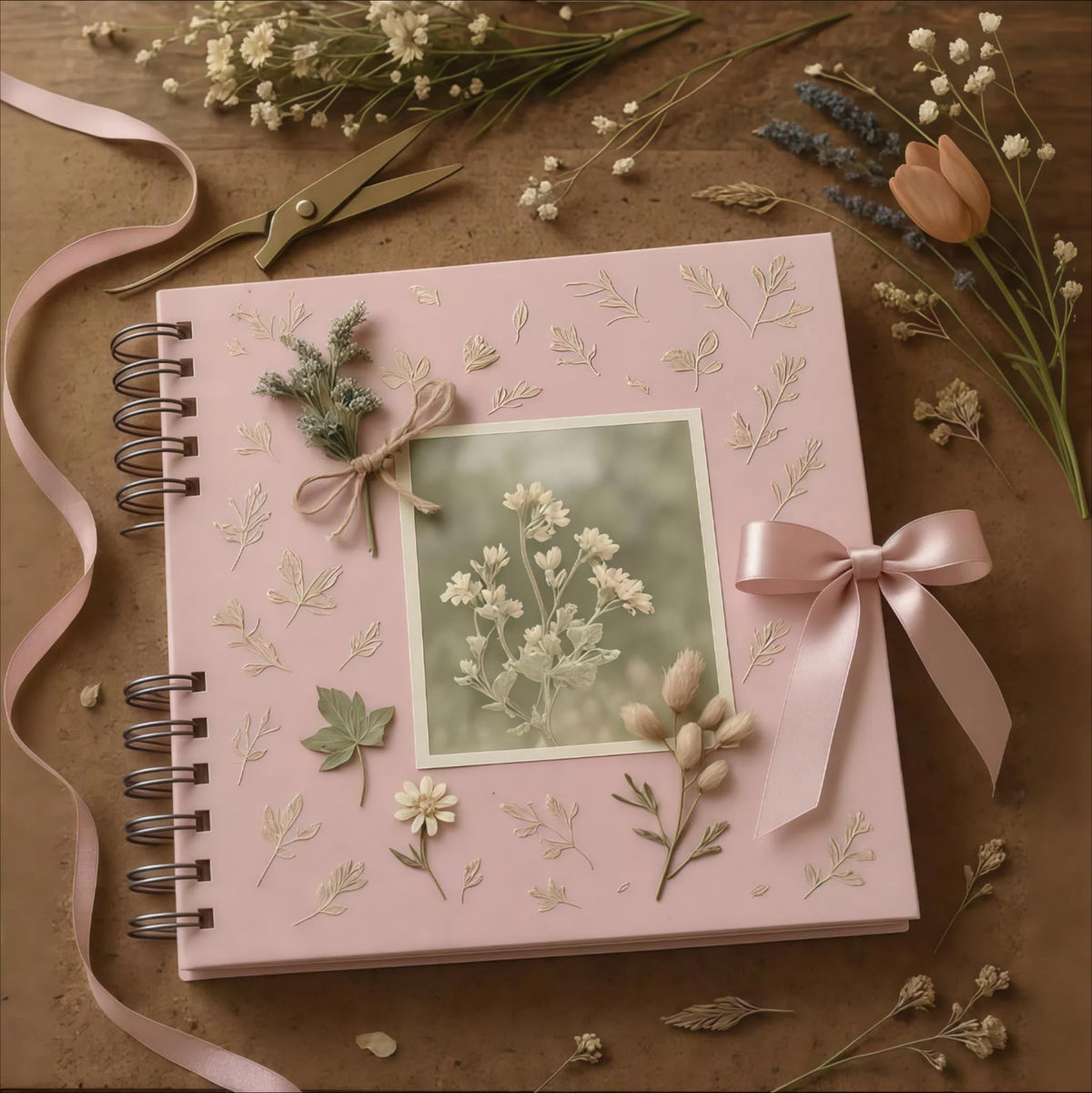 MARCADORUS Pink Scrapbook Album, 8" x 8" Scrap Book 30 Sheets (60 pages), Memory Book & Photo Album for Wedding Guest, Baby Shower, Valentines, Engagement | Scrapbooking Supplies.