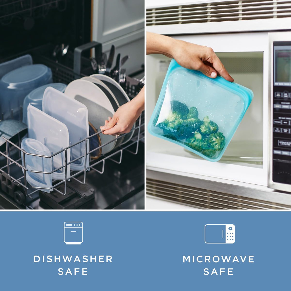 Stasher Silicone Reusable Storage Bag, Half Gallon Bag, Reusable Freezer Bags, Microwave, Dishwasher, Oven Safe, Sous Vide, Premium Lunch Container, Eco Friendly, Food Storage Bags, 64 oz, Aqua