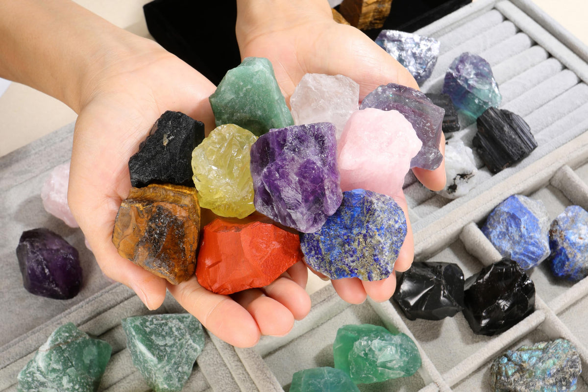 Jovivi 2pcs Raw Black Tourmaline Crystals,Large 1.6-2.2" Healing Crystals Natural Rough Stones Crystal for Tumbling, Cabbing, Home Decoration, Polishing, Wicca & Reiki