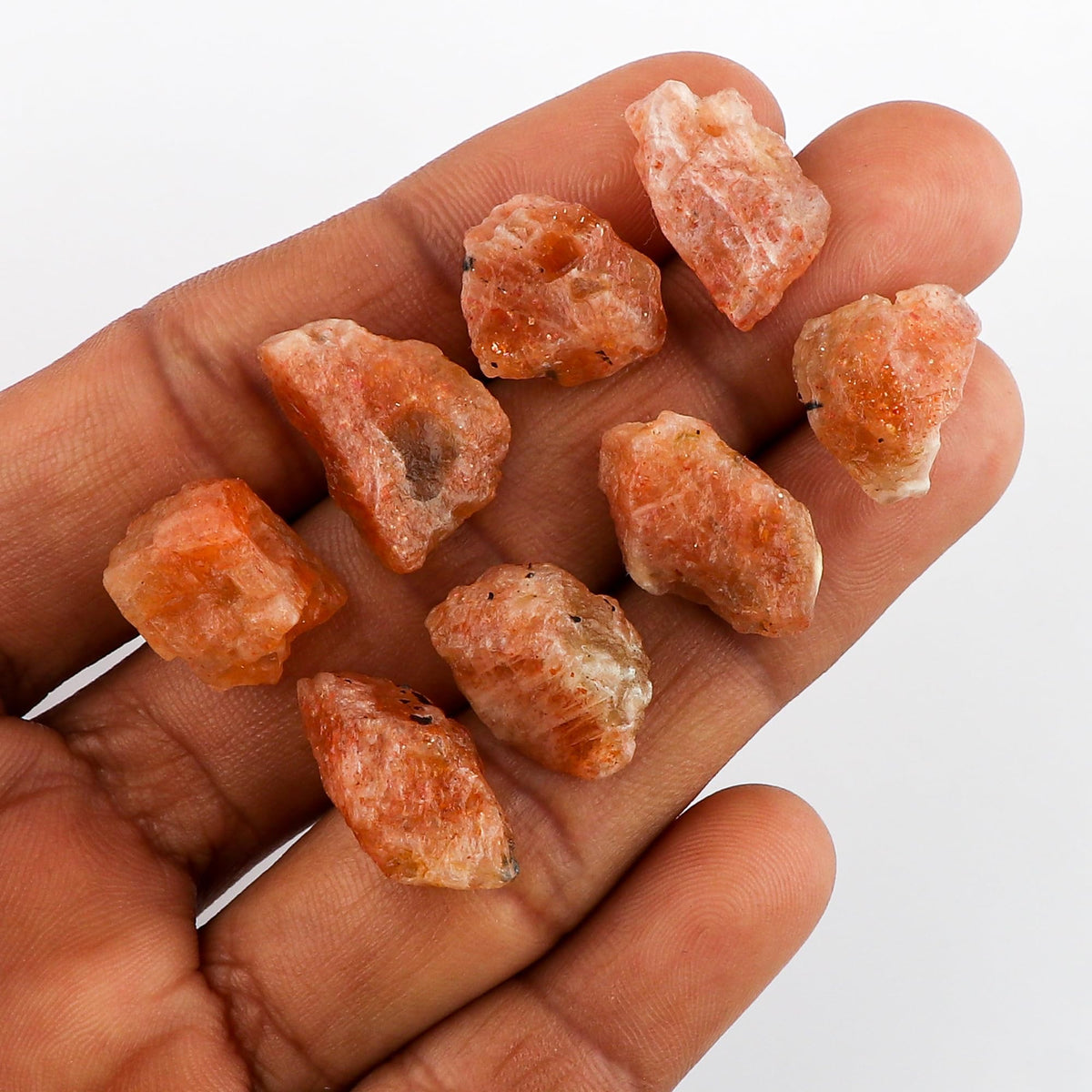 CRYSTALINES 100cts Natural Raw Sunstone Gemstones, Rough Stones, Wholesale Lot, Jewelry Making, Wire Wrapping, Loose Crystal Supply, DIY Craft, Reiki & Chakra Healing Crystals, 11-12pcs