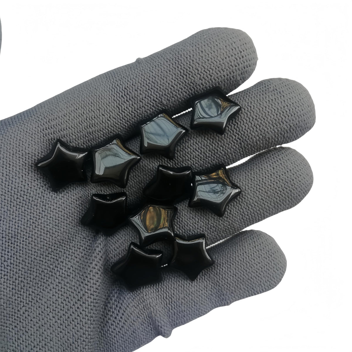 Sunshcat Natural Black Obsidian 10Pcs Star Shaped Thumb Crystals and Healing Stone,0.6" Haped DIY Jewelry 