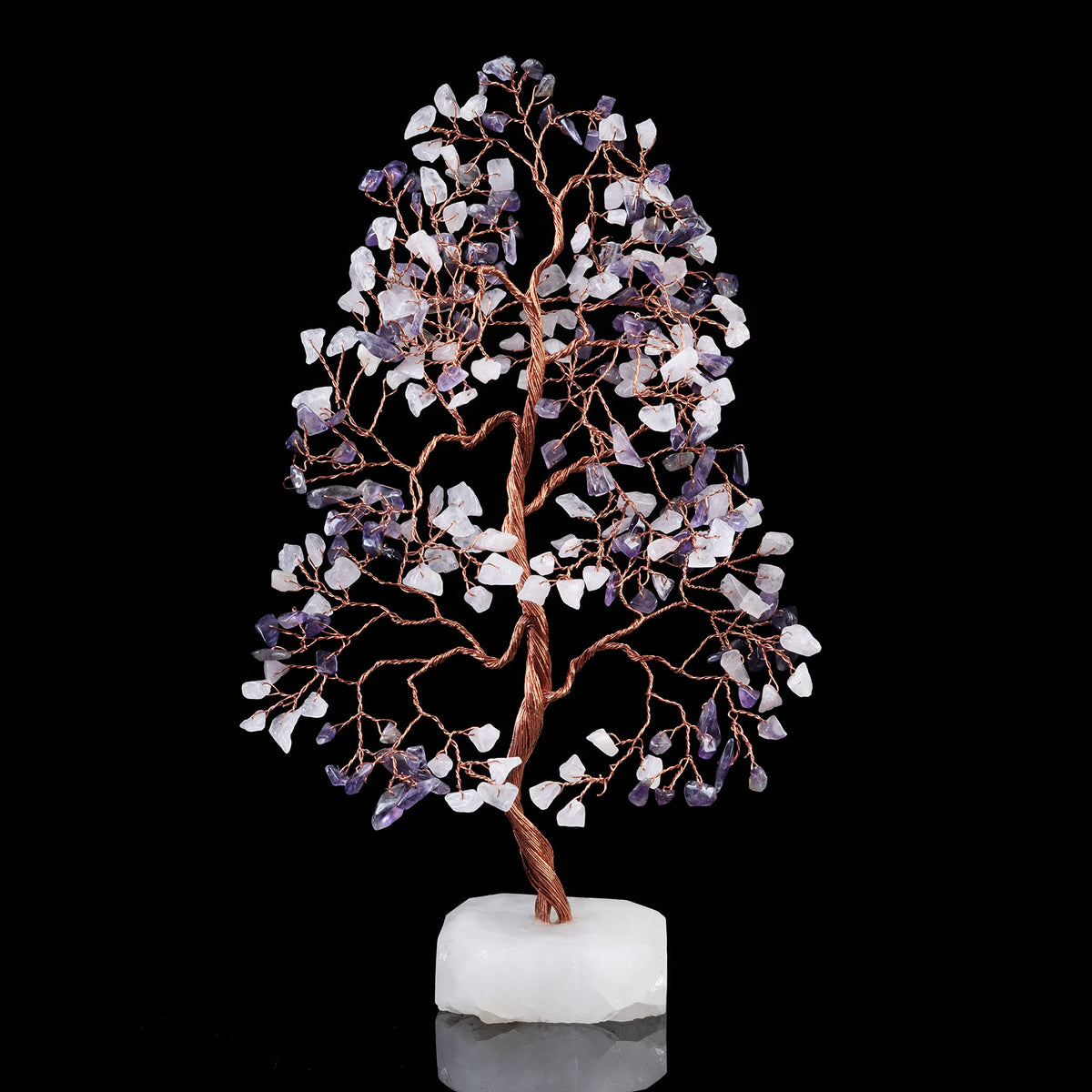 Crocon® Amethyst & Rose Quartz Crystals Tree Home Decor, Birthday Gifts for Women, Sister Gemstone Gift for Her Money Tree Crystals & Healing Stones House Warming Gift New Home, Purple Decor Present