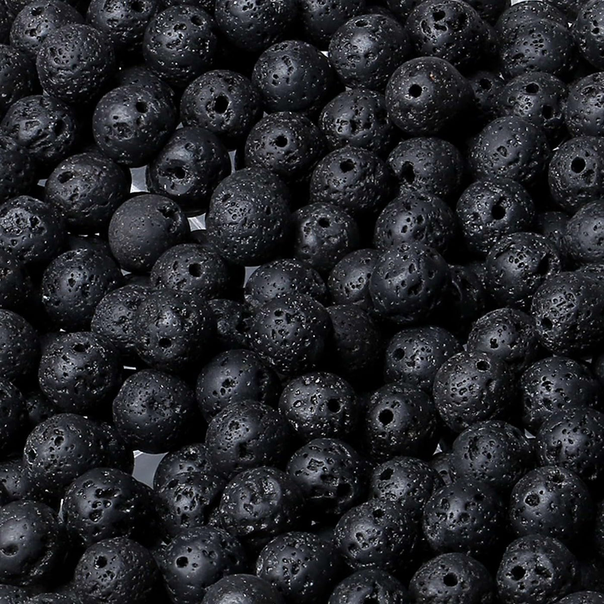 LAIDANLA Black Lava Beads 8mm Natural Stone Beads Round Loose Gemstone Stone Beads for DIY Bracelet Necklace Earrings Jewelry Making Polishing Genuine Real Beading Crystal 96PCS 2 Strand 32"