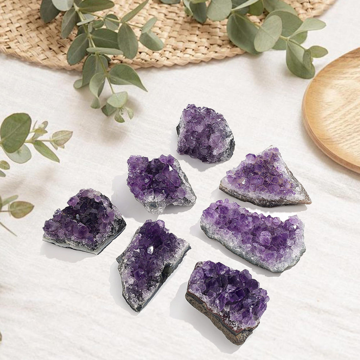ZHIYUXI Amethyst Crystal Cluster Rock Geode Gemstones Purple Raw Crystals Stone Rock Collection Raw Energy Balance Reiki Home Decor 1Pc 50-70g