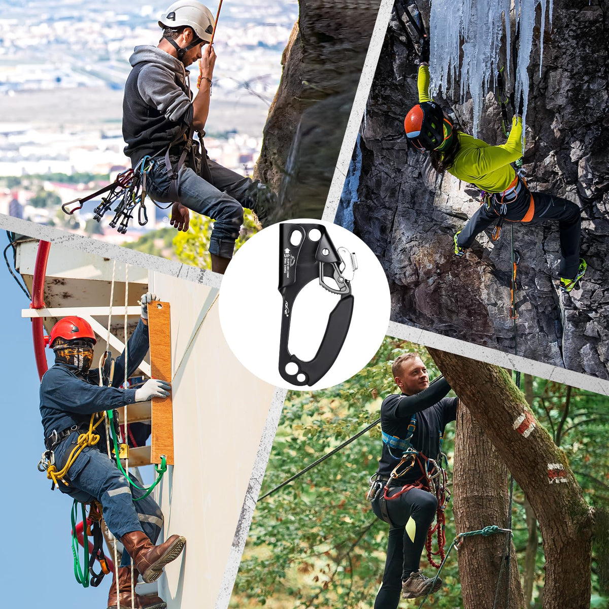 Erosados Hand Ascender for Outdoor Rock Climbing Ascender Strong Rappelling Gear for 8-13mm Rope Climbing Equipment for Tree Climbing Mountaineering Caving Adventures (Right Hand)