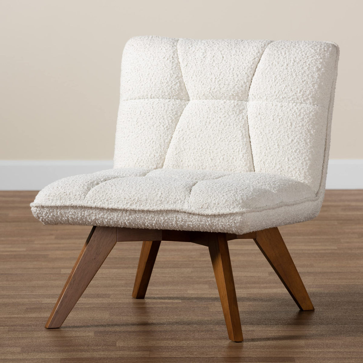 Baxton Studio Darielle Chair, One Size, White/Walnut Brown
