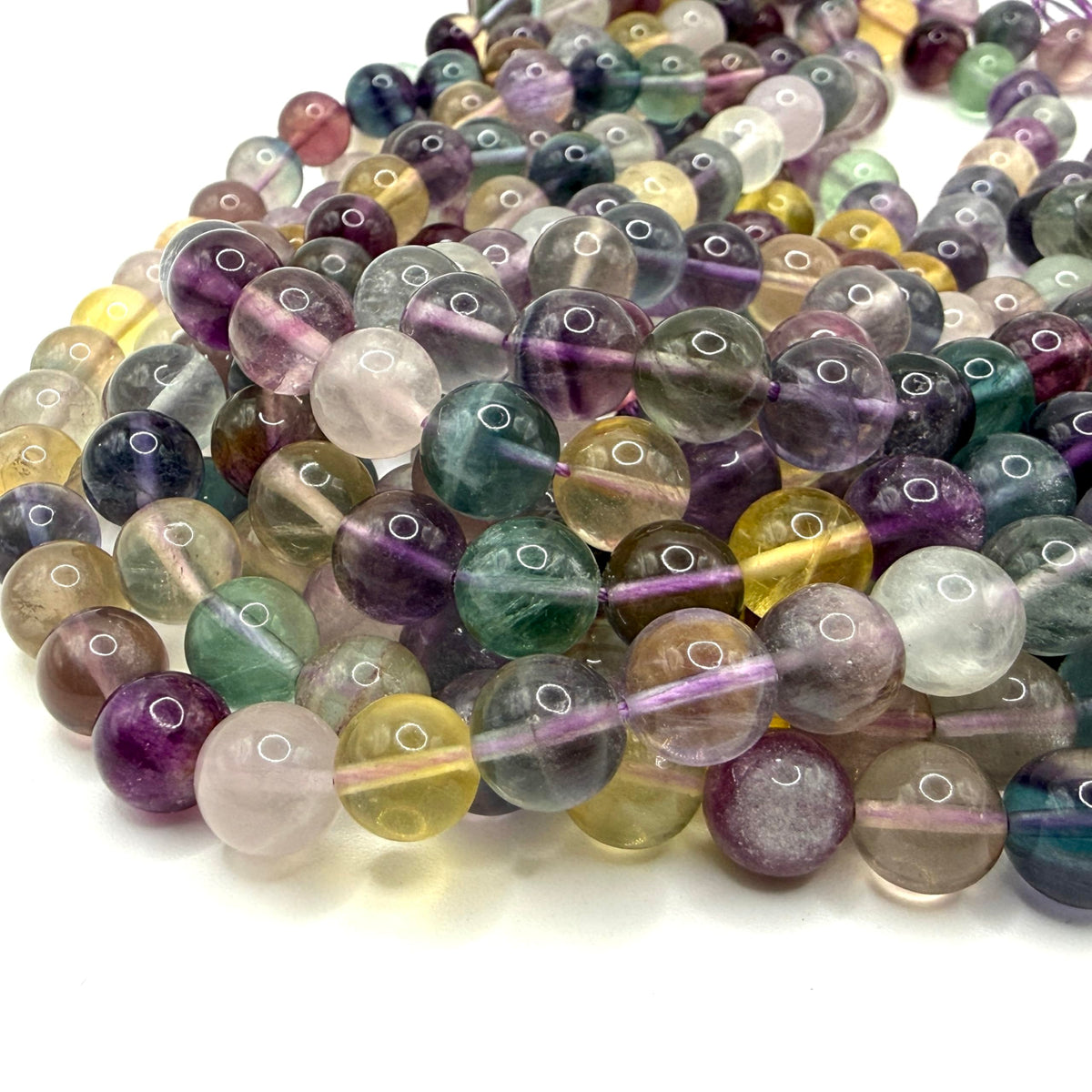 ABCGEMS Aqua Prism Fluorite Beads from Mexico (Authentic Quad Color - No Dye, Just Earth) Beading Supplies - Loose Beads for Jewelry Making - Smooth Round 10mm