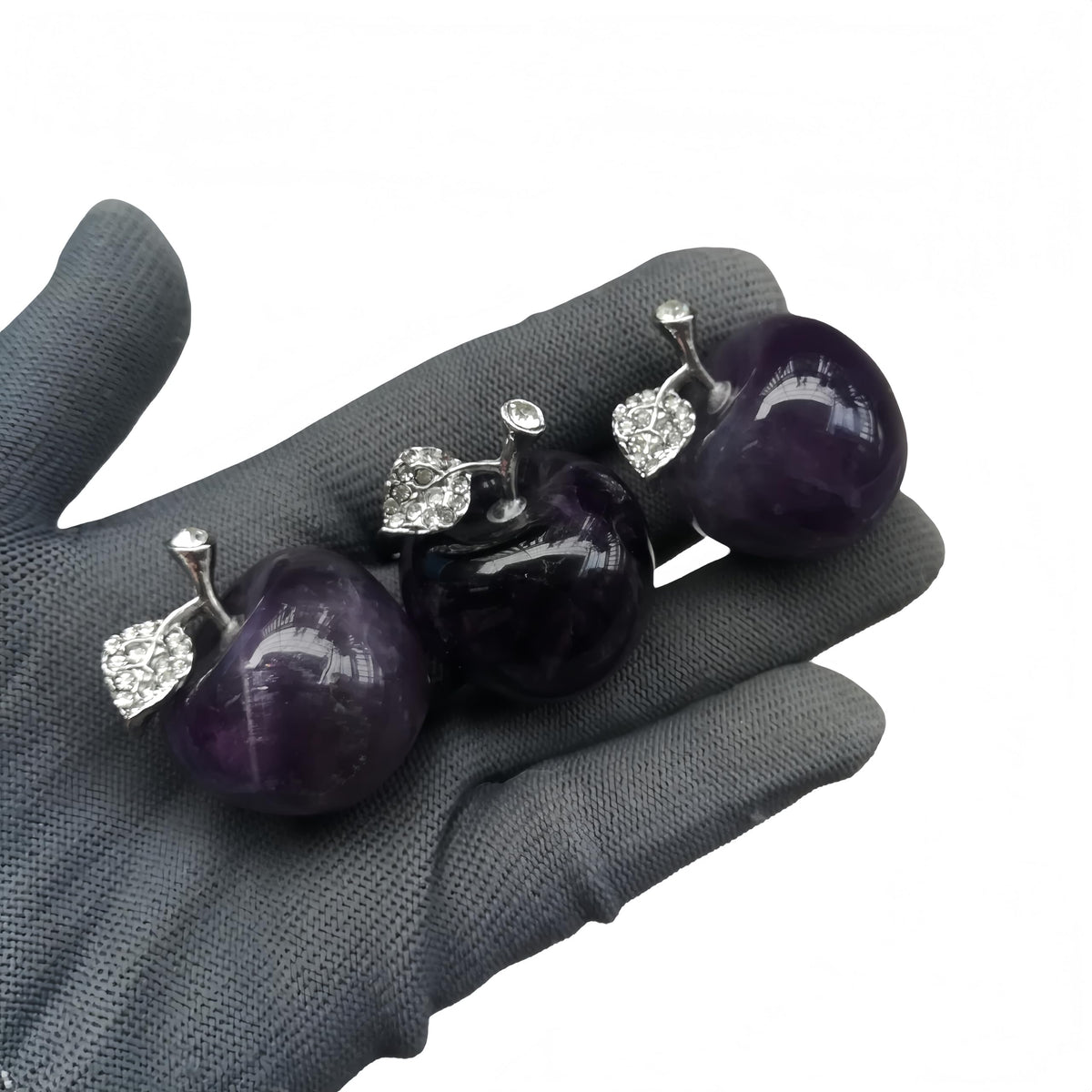 Sunshcat Natural Amethyst 1.18 Inchs Apple Crystal and Healing Stone Statues,Room Decoration Christmas Decorations Thanksgiving Gifts Office Gifts Collectibles
