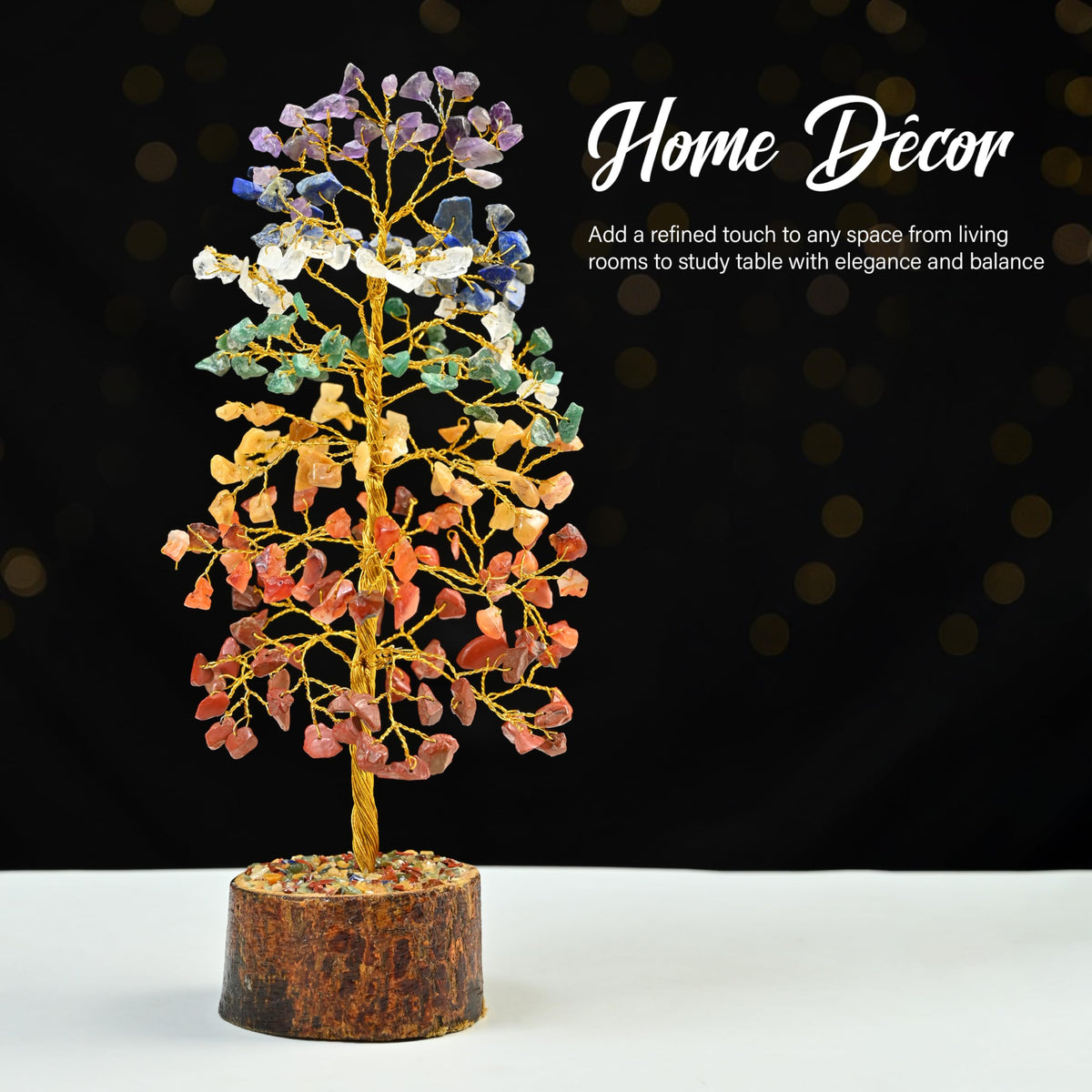 7 Chakra Tree of Life - Crystal Tree of Life, Gemstone Tree for Positive Energy, Feng Shui Tree Decor, Seven Chakra Tree, Money Tree Bonsai, Crystal Healing Stone Tree, Spiritual Gift Home Decor 10"