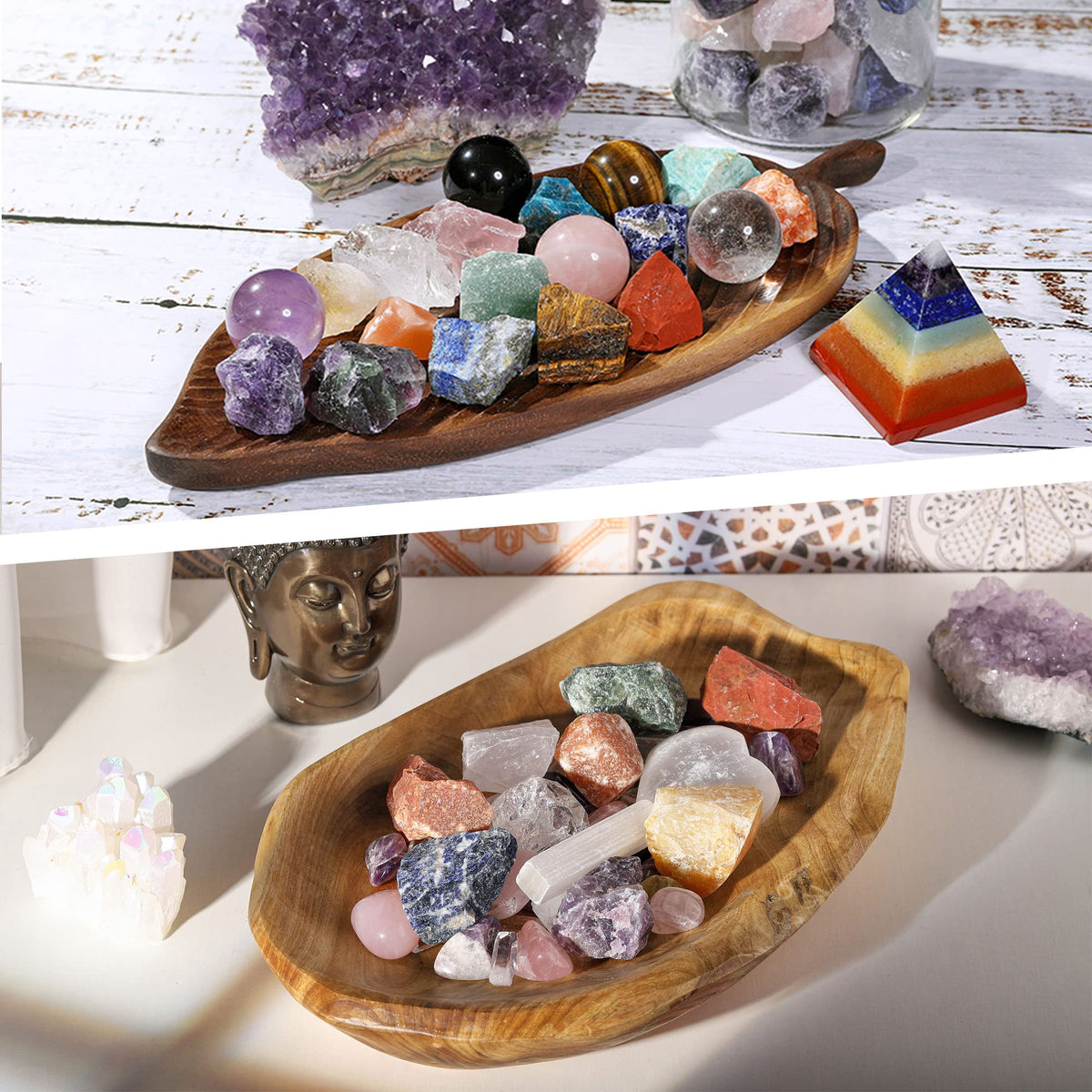 Top Plaza Bulk Clear Quartz Healing Crystals Rough Stones - Large 1" Natural Raw Stones Crystal for Reiki Healing, Wicca, witchcraft, Tumbling, Cabbing, Fountain Rocks, Decoration, Polishing 0.5lb