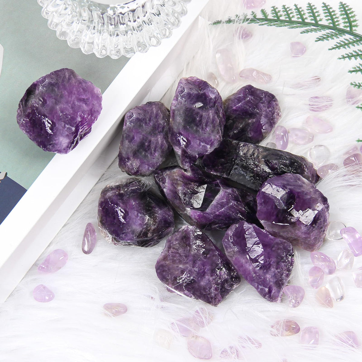 1.1lb Bulk Raw Deep Amethyst Stone Rough Crystal-Natural Raw Stones Crystal for Tumbling, Cabbing, Fountain Rocks, Decoration, Polishing, Wire Wrapping, Wicca & Reiki Crystals Healing