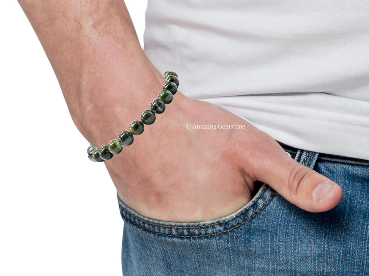 Amazing Gemstone Crystal Bracelet for Women Men's Gifts - Protection Healing Crystal Bracelet - 8mm Gemstone Beaded Stretchable Bracelet Pulseras Para Hombres Mujer Stocking Stuffers Mothers Day Gift (Chrome Diopside)
