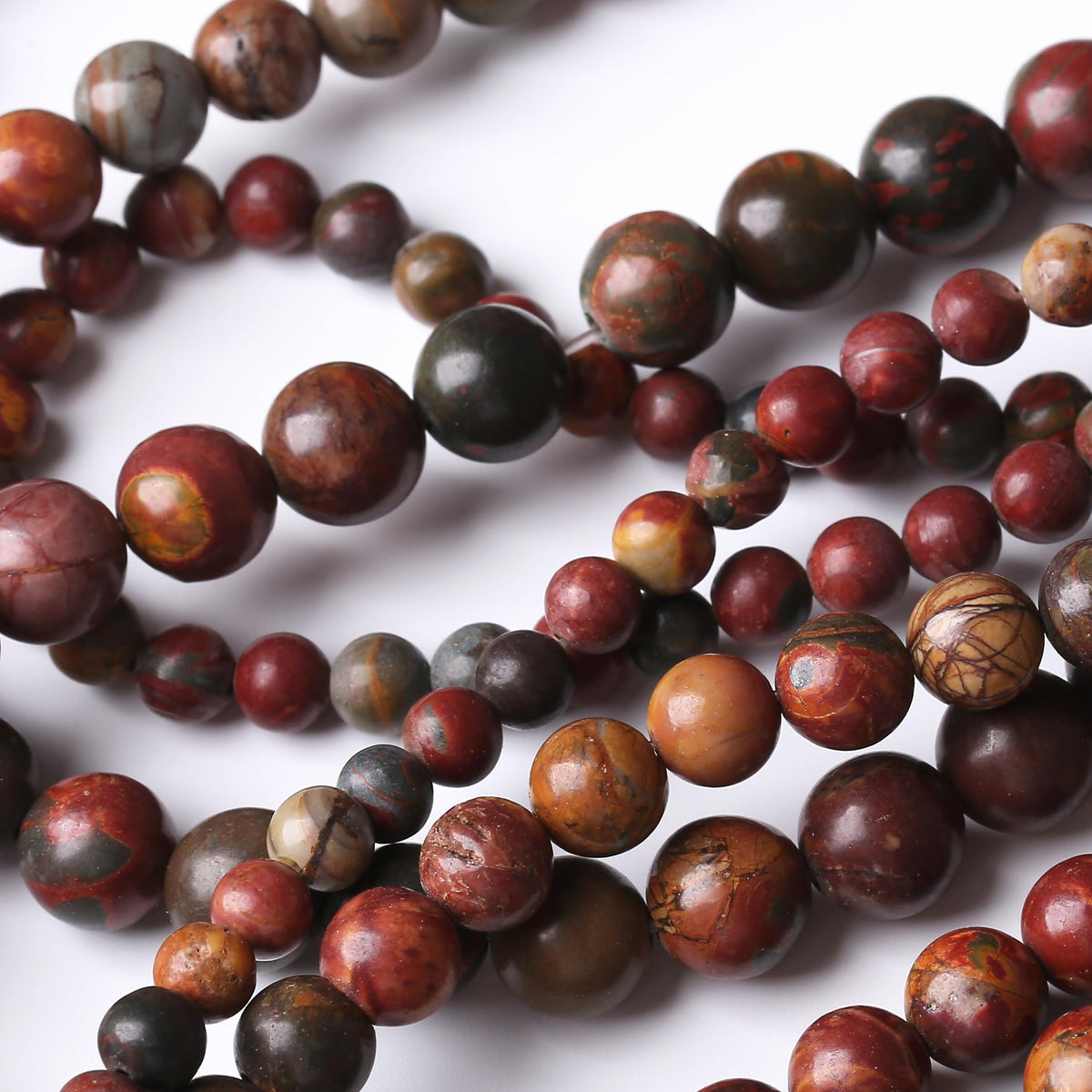 Red Pine Stone Beads Gemstone Round Crystal Energy Jade Stone Beads for Jewelry Making DIY Bracelet Necklace 1 Strand 15.5inch 35PCS 10MM