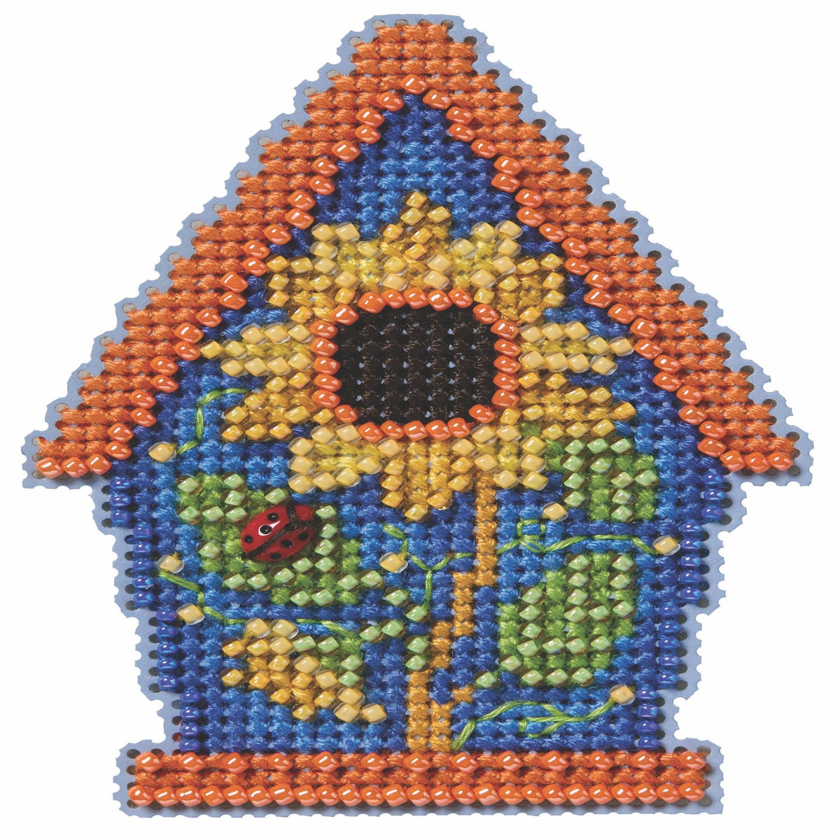 Mill Hill Painted Birdhouse Beaded Counted Cross Stitch Ornament Kit 2026 Spring Bouquet MH182615, 3 inches x 3 inches, Multi