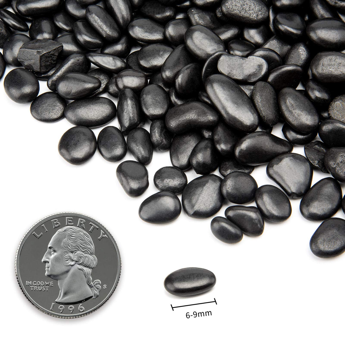 Black Small Pebbles - Decorative Gravel Rock Plant Stones,3/8" Natural Polished Stones Succulent Gravel,Pebbles Gravel for Bamboo Plants,Succulent,Home Decor,Landscaping,Vase Fillers.