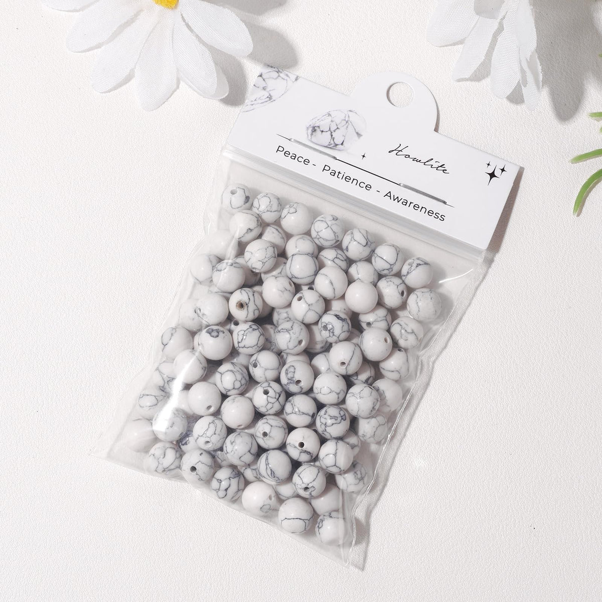 Raicegs 100pcs 8mm Howlite Beads Natural Gemstone Beads Round Loose Beads for Jewelry Making DIY Bracelets Necklace