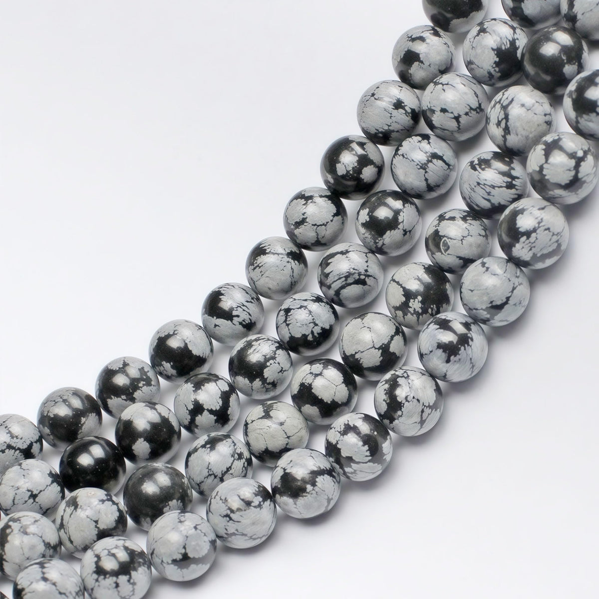 MJDCB Snowflake Obsidian Beads Round Natural Stone Beads for Jewelry Making DIY Bracelet (10mm)