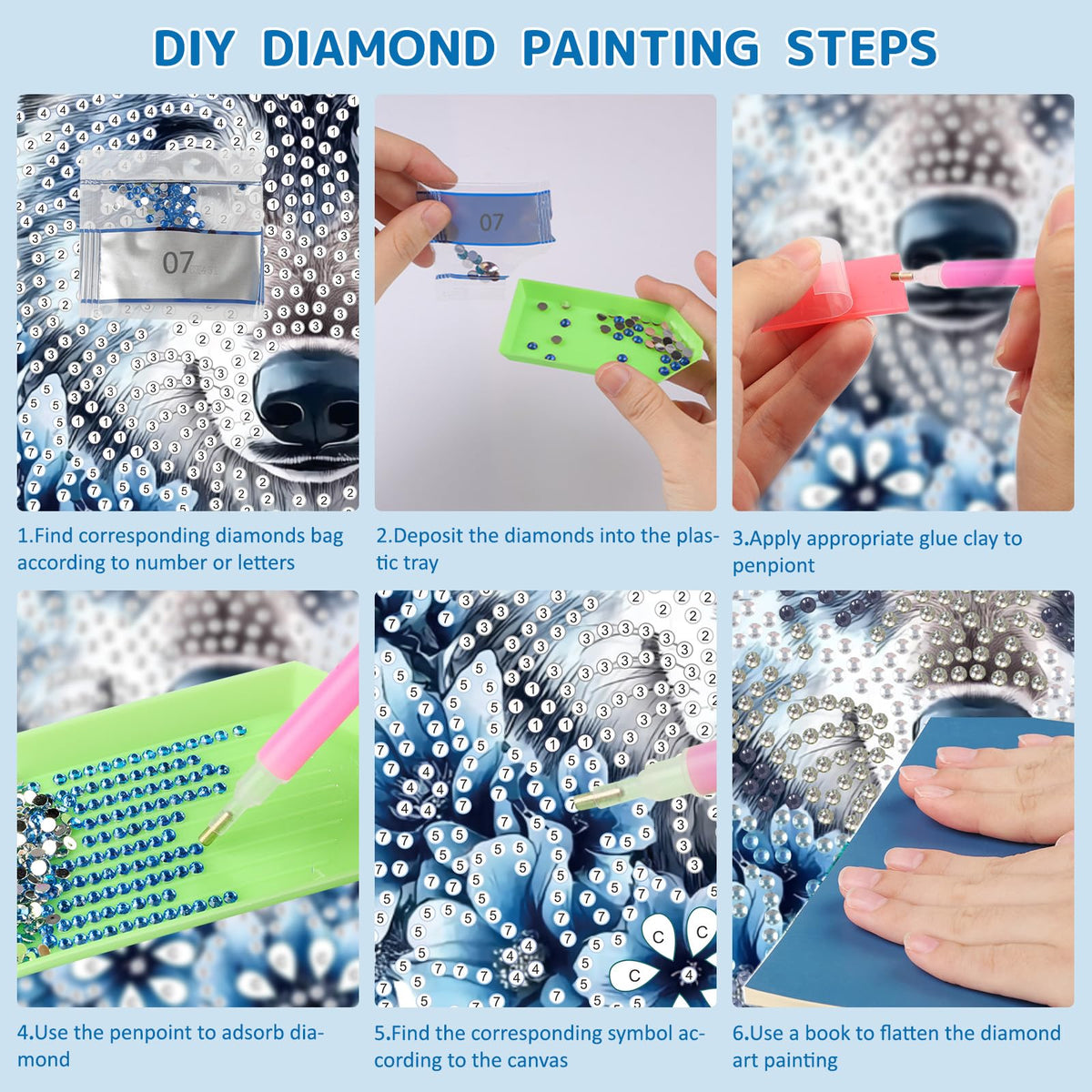 SENQAO Wolf Diamond Art Hanging Kit for Adult, Special Shaped Rhinestone, DIY Acrylic 5D Diamond Art Painting Window Pendants Home Garden Wall Hanging Kits Hanging Ornament