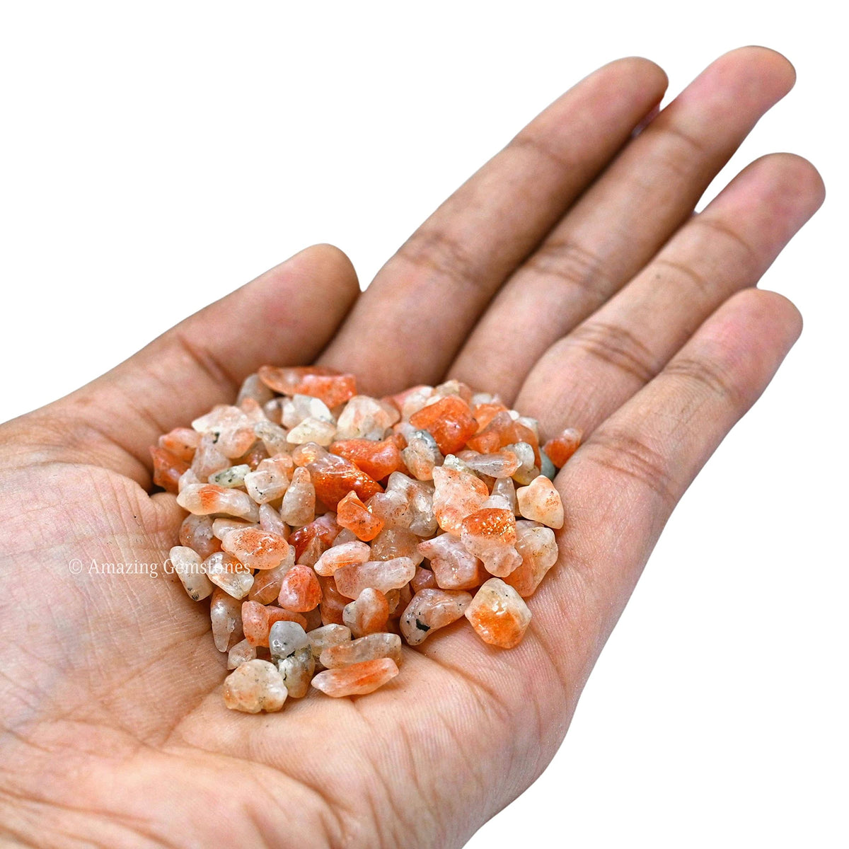 Amazing Gemstone Sunstone Crystal Chips Aquarium Gravel Rocks - 1000+ Carat Sunstone Chips Bulk Fish Tank Gravel, Small Tumbled Stone Chips, Tiny Crystals for Decoration (Natural AAA Grade Gemstones)