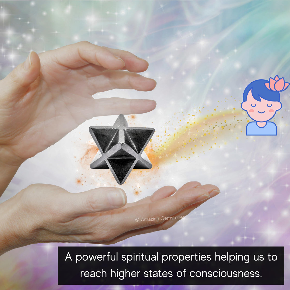 Amazing Gemstone Black Tourmaline Merkaba Crystal - 0.75 Inches Metaphysical Merkaba Star for Meditation - Energetic Tetrahedron Crystal and Healing Stones for Spiritual Growth and Healing (15-20mm)
