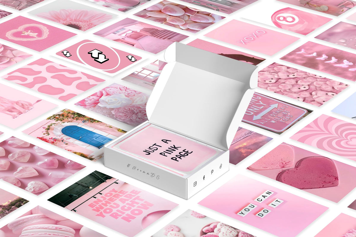 Y2K BOO Soft Rose Pink & Blush Pink Wall Collage Kit - 50pcs Coquette Aesthetic Prints, Dreamy Baby Pink Wall Decor for Teen Girls, 4x6 Romantic Photos for Apartment & Dorm