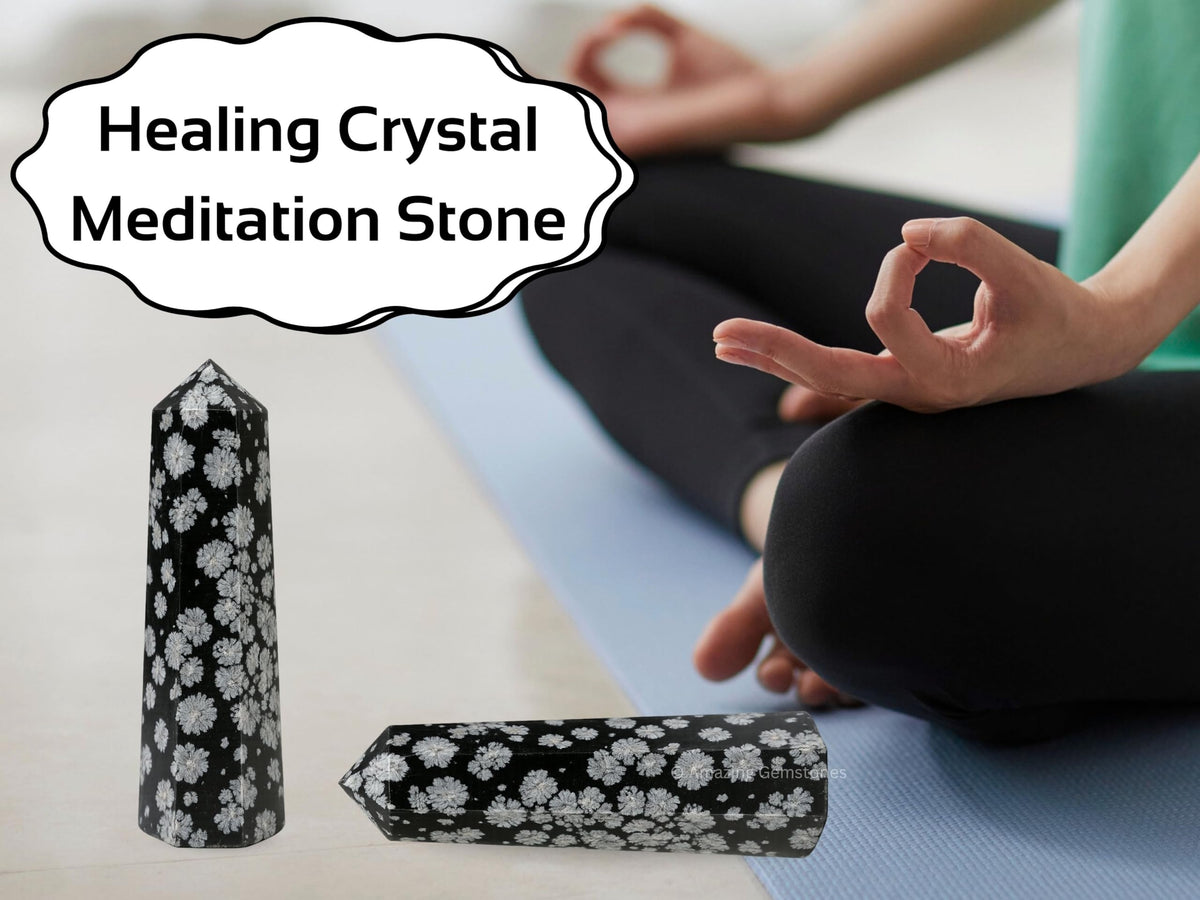 Amazing Gemstone Snowflake Obsidian Crystal Towers - Natural Healing Crystal Point Obelisk for Reiki Healing and Crystal Grid (3" to 4" INCH)