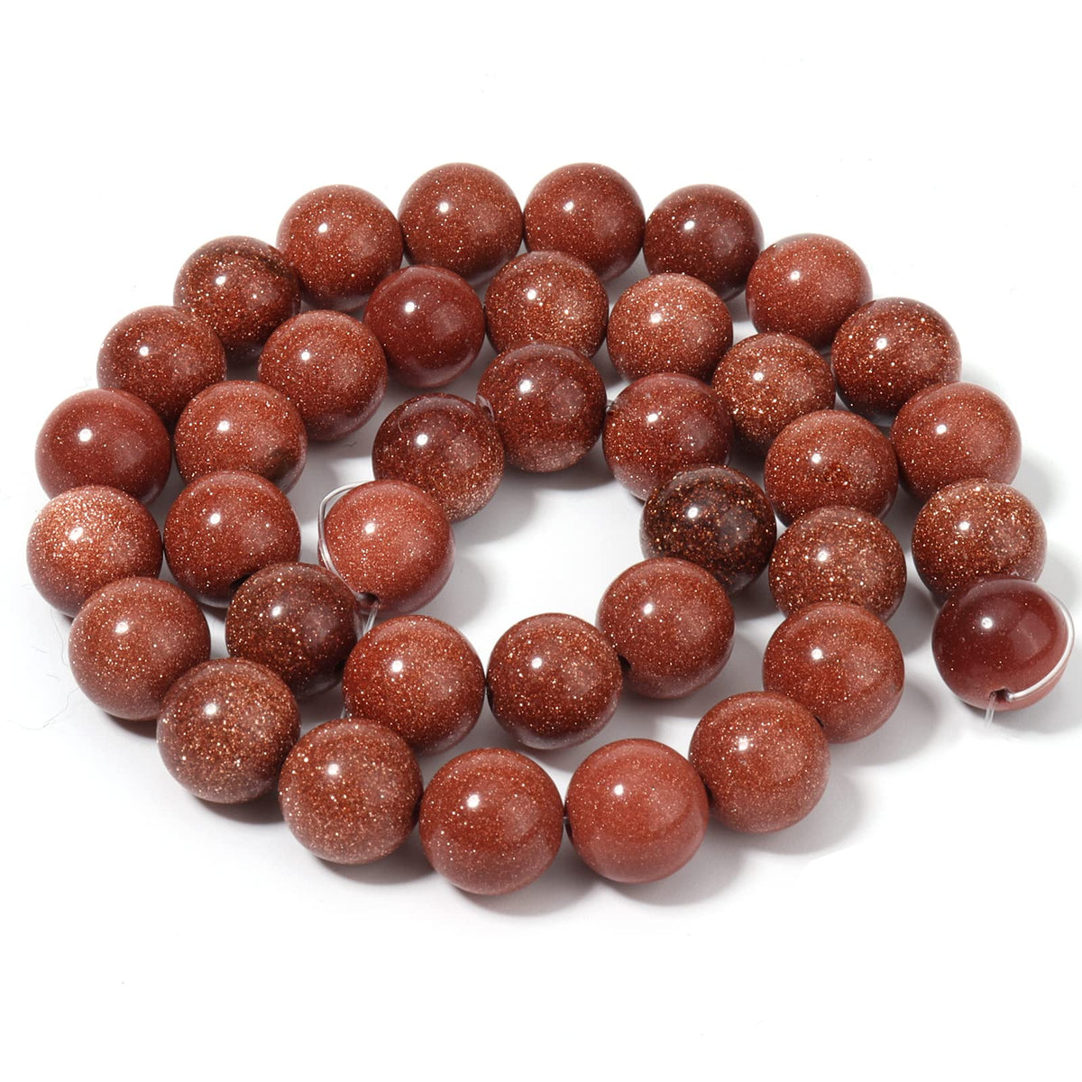 35pcs 10mm Natural Stone Beads Gold Sandstone Beads Energy Crystal Healing Power Gemstone for Jewelry Making, DIY Bracelet Necklace