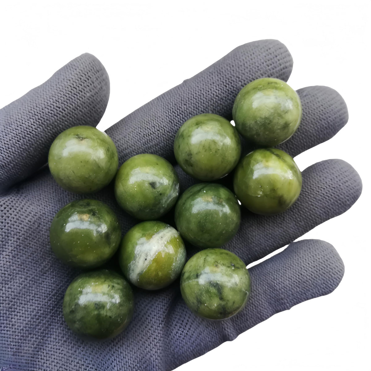 Sunshcat Natural Green Jade 0.78 Inchs Crystals and Healing Stone Ball Set,Home Desktop Feng Shui Array Decoration(7 Pieces) 