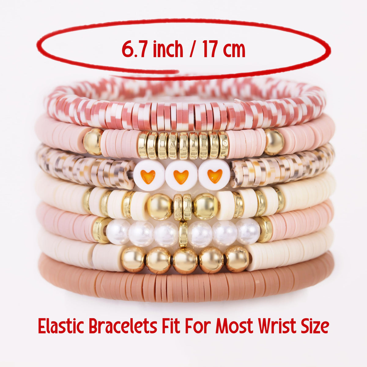 YEOSMINE Boho Heishi Clay Beaded Stretch Bracelets Stack For Women, Preppy Teens Friendship Gold Bracelets Cute Beach Surfer Accessories Bulk Set Trendy Fashion Jewelry