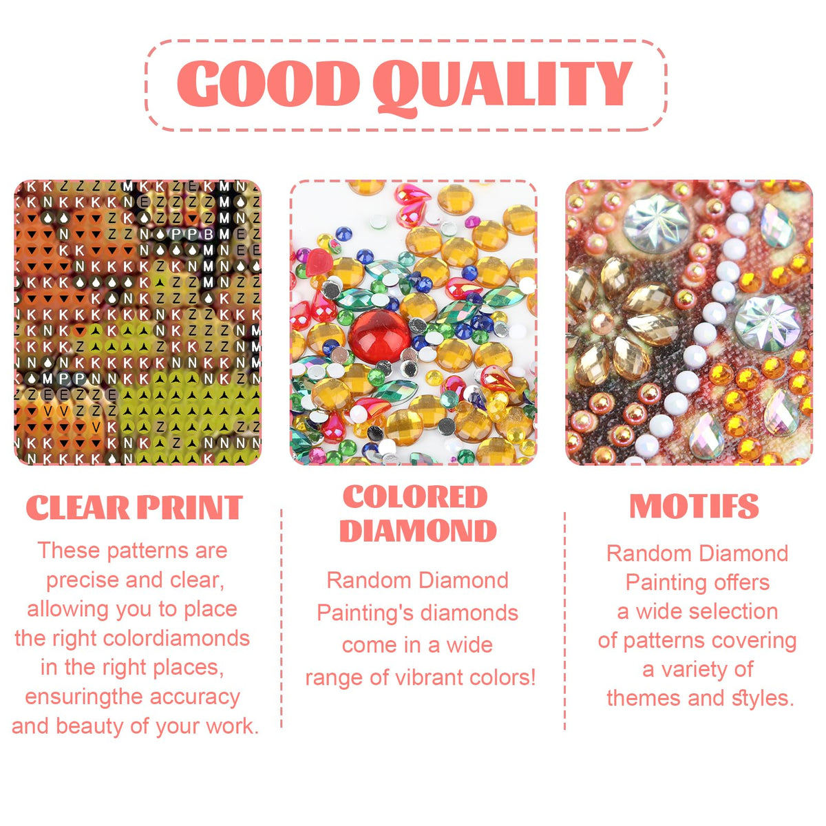 Focart 4 Pack Random Diamond Paintings, 5D DIY Special Shape Rhinestone Diamond Painting Kits for Adults 12x12 inch