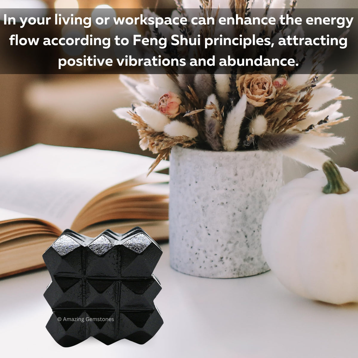 Amazing Gemstone Black Agate Crystal Cube with 54 Pyramid - 1" Mini Lemurian Pyramid Cube Figurine of Natural Stone Pyramid for Meditation, Reiki, Chakra Balancing Vastu Pooja and Crystal Grids