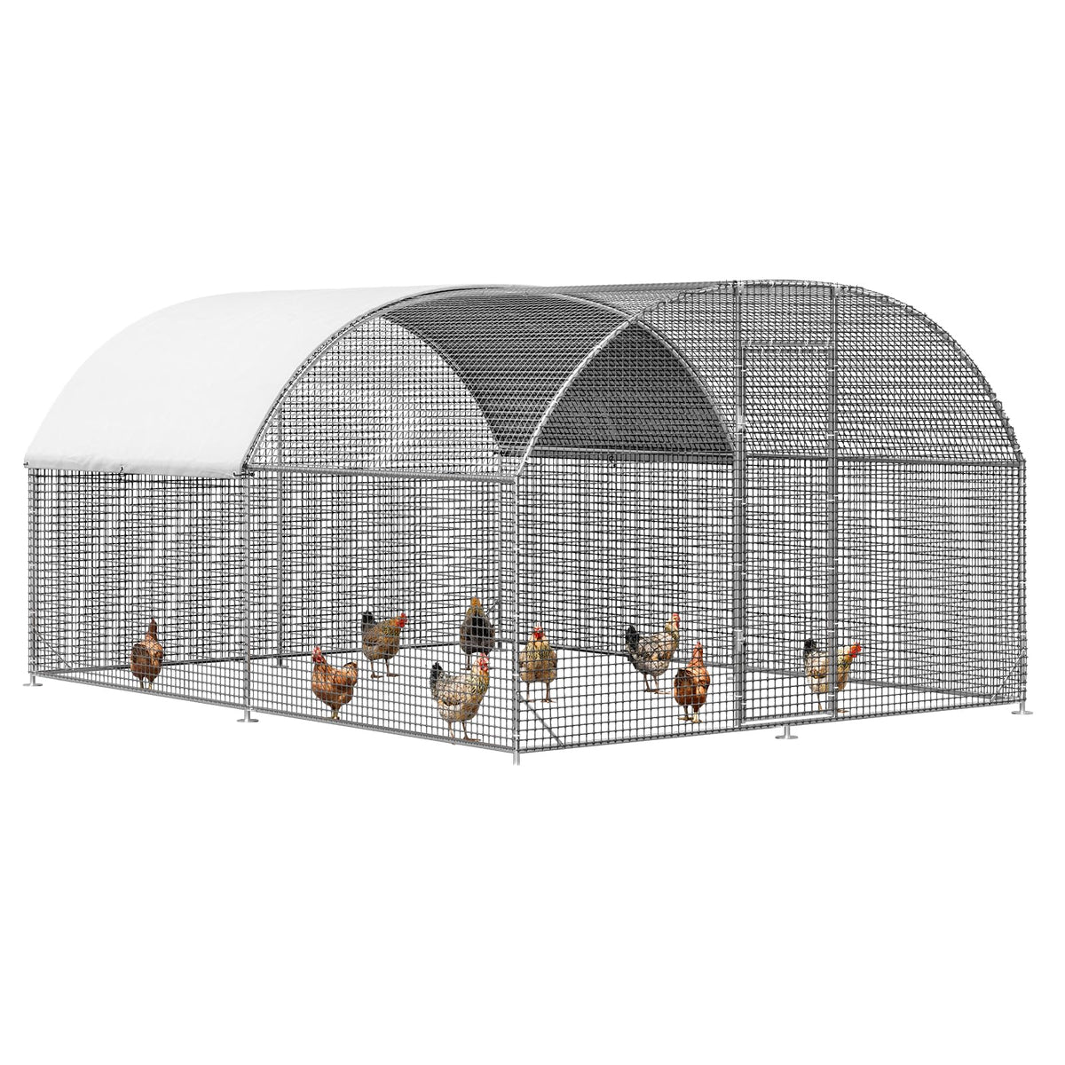 LEVELEVE Large Walk-in Chicken Coop with Chicken Run, Galvanized Poultry Enclosure with Waterproof Anti-UV Cover and Security Lock, Ideal for Rabbit, Duck, Backyard and Farm Yard,13.1'x 9.8'x 6.6'