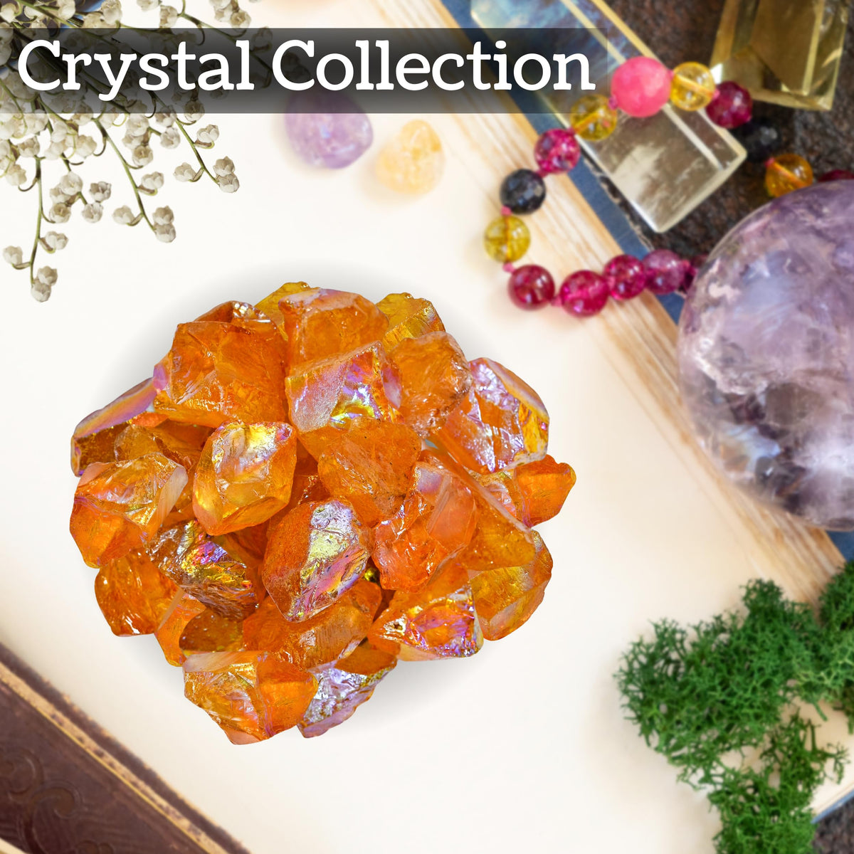Amazing Gemstone Tangerine Aura Quartz Raw Crystals and Healing Stones, Natural Rocks for Meditation and DIY Raw Stones and Crystals (1 lb)