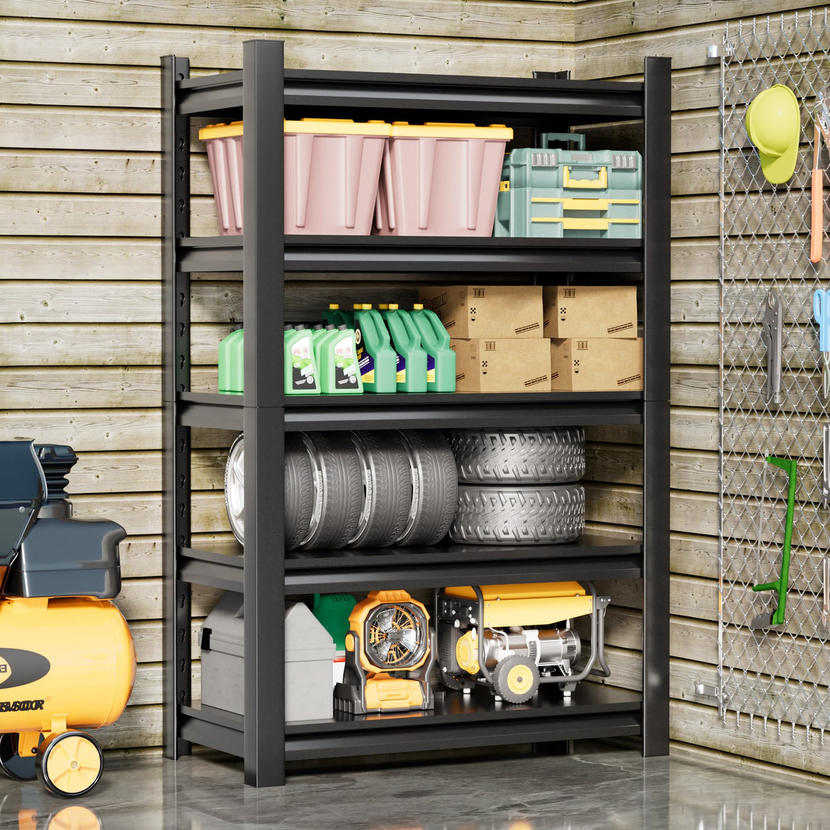 Hzdbhd 2 Sets Garage Shelving Unit 24" D x 48" W x 72" H Heavy Duty Storage Shelves Easy Assembly 5 Tier Adjustable Metal Shelving Utility Shelf Rack Garage Storage Organizer for Basement, Warehouse